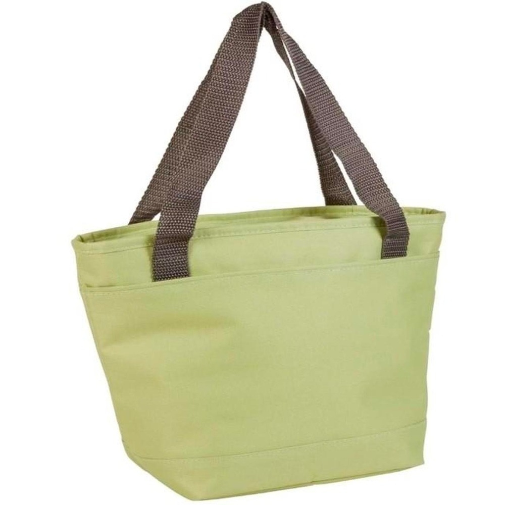 8 can cooler Green canvas tote bag with brown straps